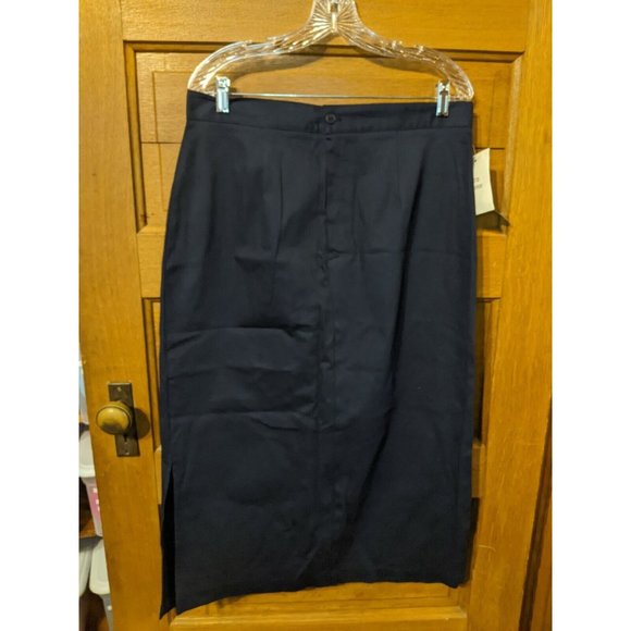 Bedford Fair Lifestyles Solid Blue Front Zip Fly Slit Skirt Size 16P Petite - Picture 1 of 7